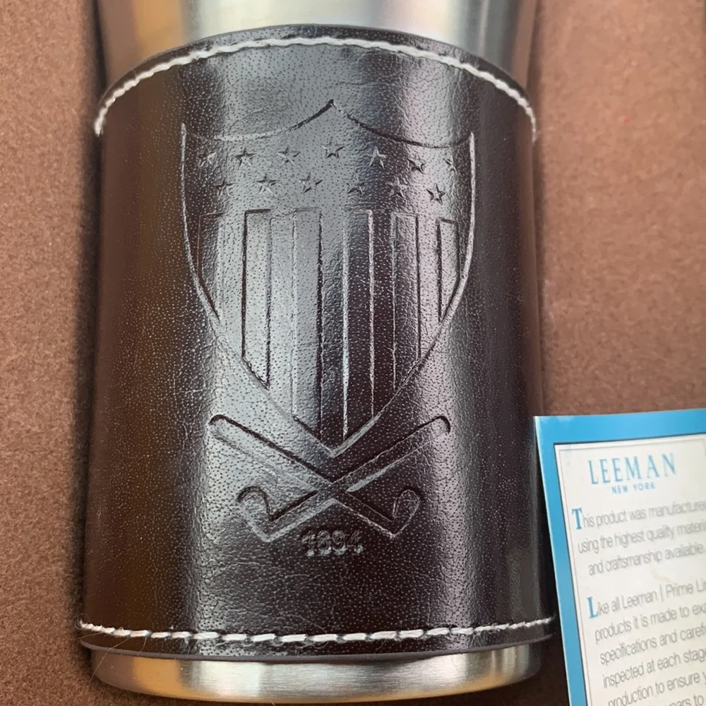 Leeman‎ New York Leather-Wrapped Thermos/Tumbler Set